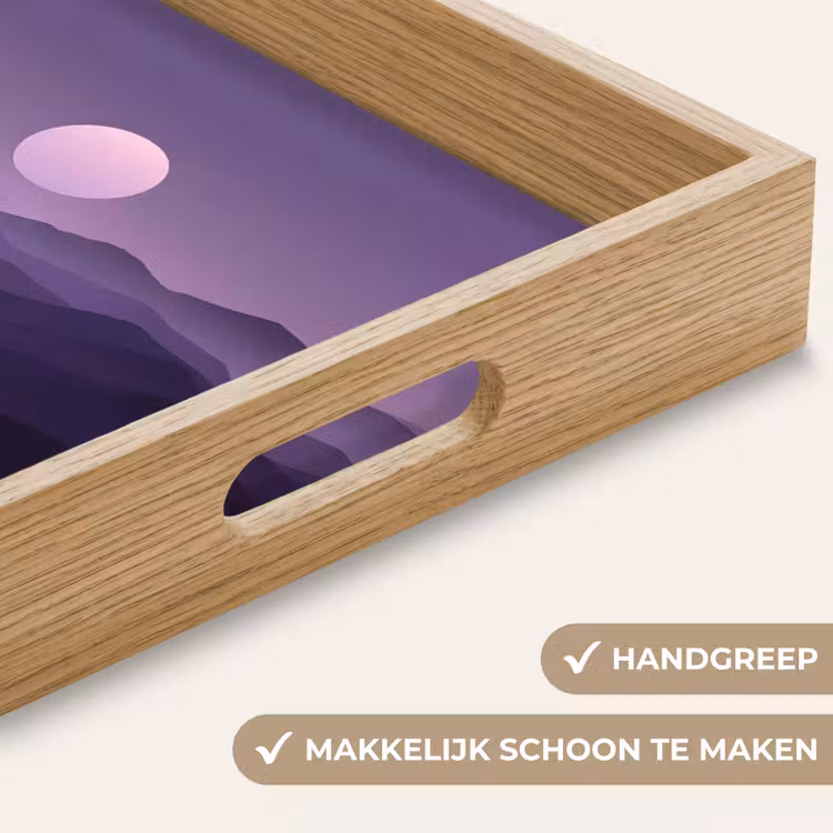Heuvels - Paars - Mist - Zon Dienblad Rechthoek middel -USP_HandgreepNL