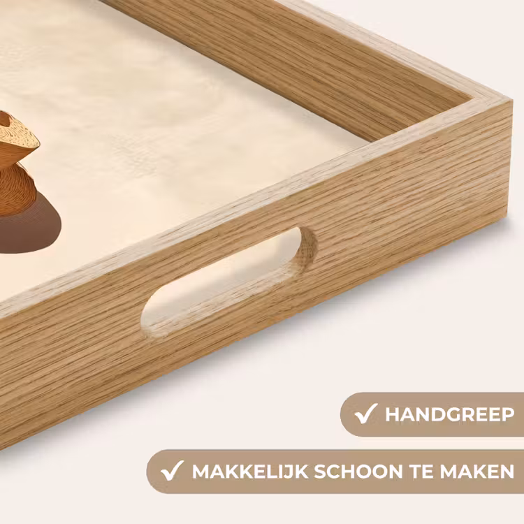 Hoed - Minimalistisch - Schaduw - Beige Dienblad Rechthoek middel -USP_HandgreepNL