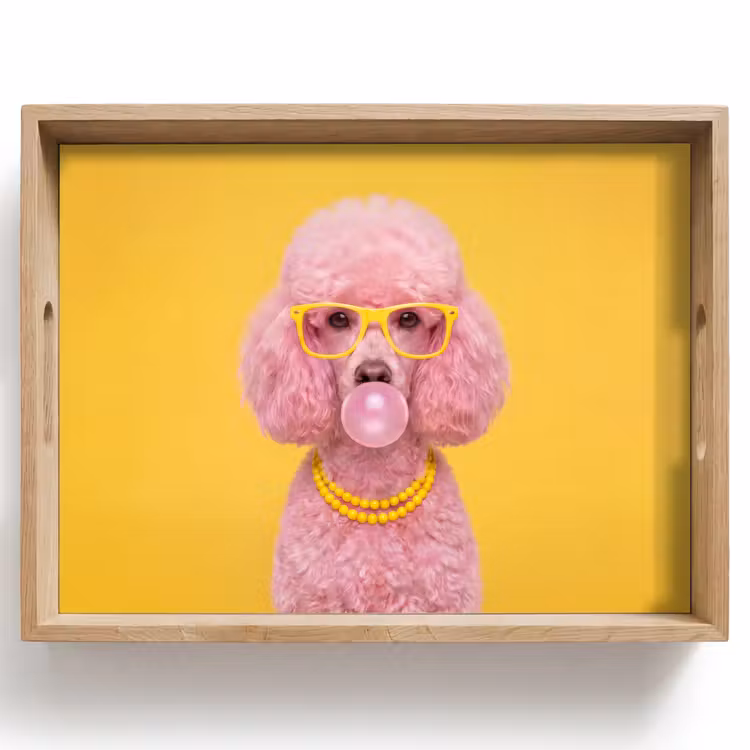 Hond - Kauwgum - Dieren - Modern - Roze Dienblad Rechthoek middel -z3d_shopping