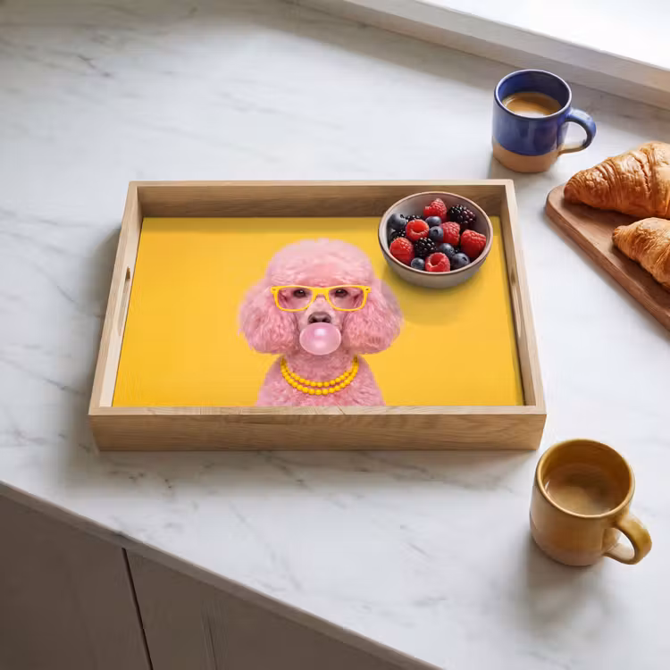 Hond - Kauwgum - Dieren - Modern - Roze Dienblad Rechthoek middel -sfeer2
