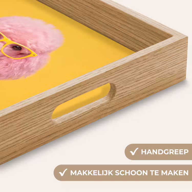 Hond - Kauwgum - Dieren - Modern - Roze Dienblad Rechthoek middel -USP_HandgreepNL