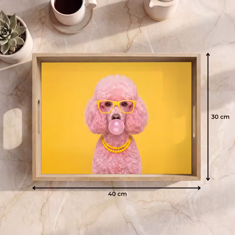 Hond - Kauwgum - Dieren - Modern - Roze Dienblad Rechthoek middel -USP_Formaat