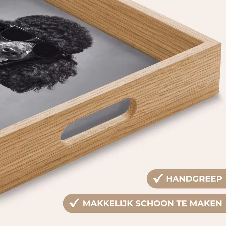 Hond - Krullen - Zonnebril - Wijn Dienblad Rechthoek middel -USP_HandgreepNL