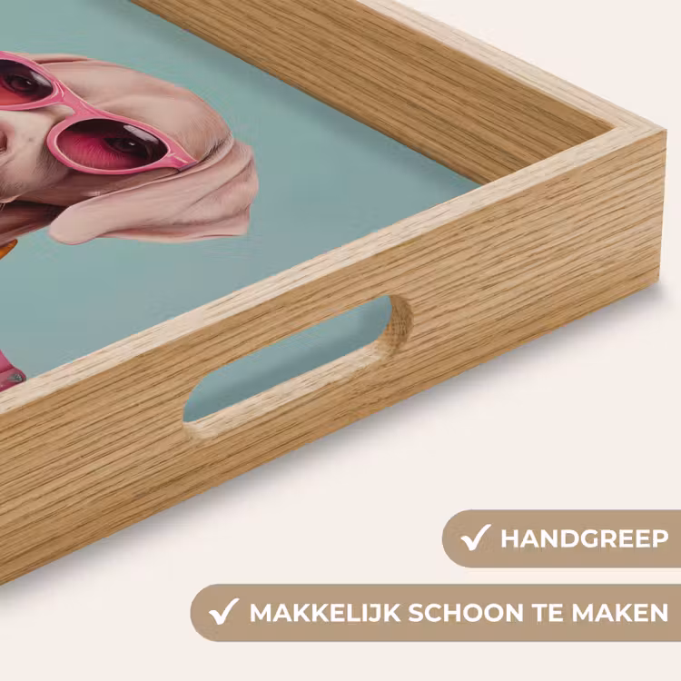 Hond - Overhemd - Bloemen - Bril Dienblad Rechthoek middel -USP_HandgreepNL