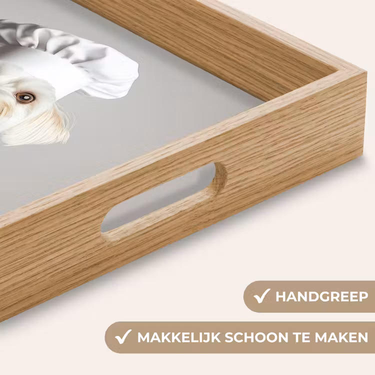 Hond - Wit - Kok Dienblad Rechthoek middel -USP_HandgreepNL