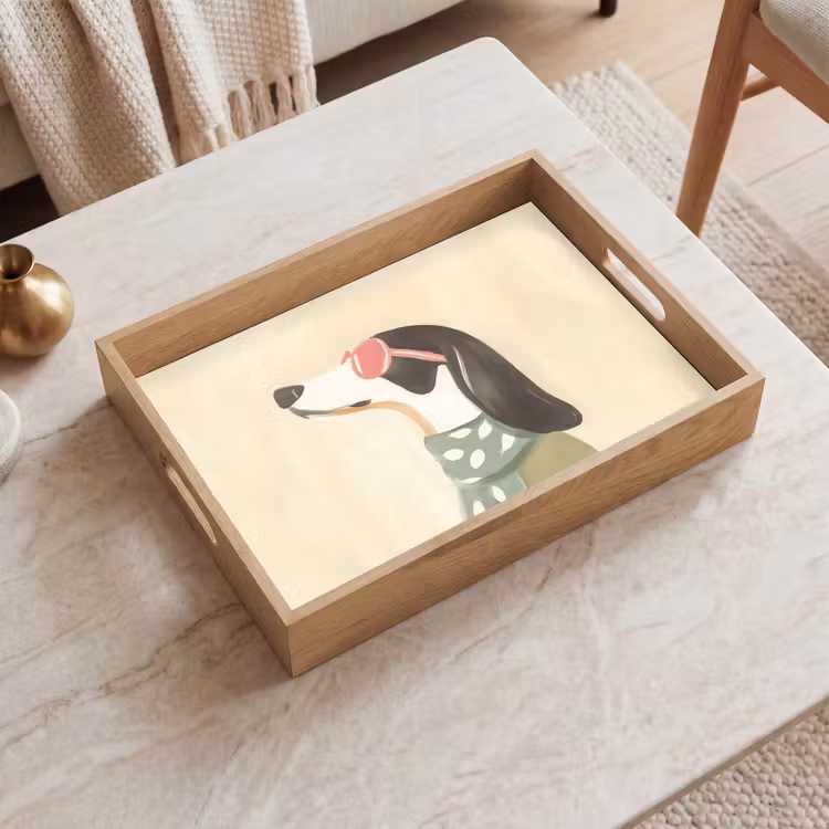 Hond - Zonnebril - Sjaal Dienblad Rechthoek middel -sfeer1