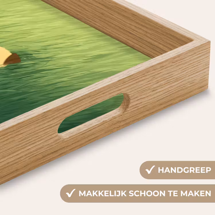 Hondje - Gras - Oren - Bruin Dienblad Rechthoek middel -USP_HandgreepNL
