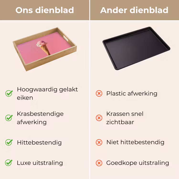 Hoorntje - Schepijs - Roze Dienblad Rechthoek middel -USP_VergelijkingNL