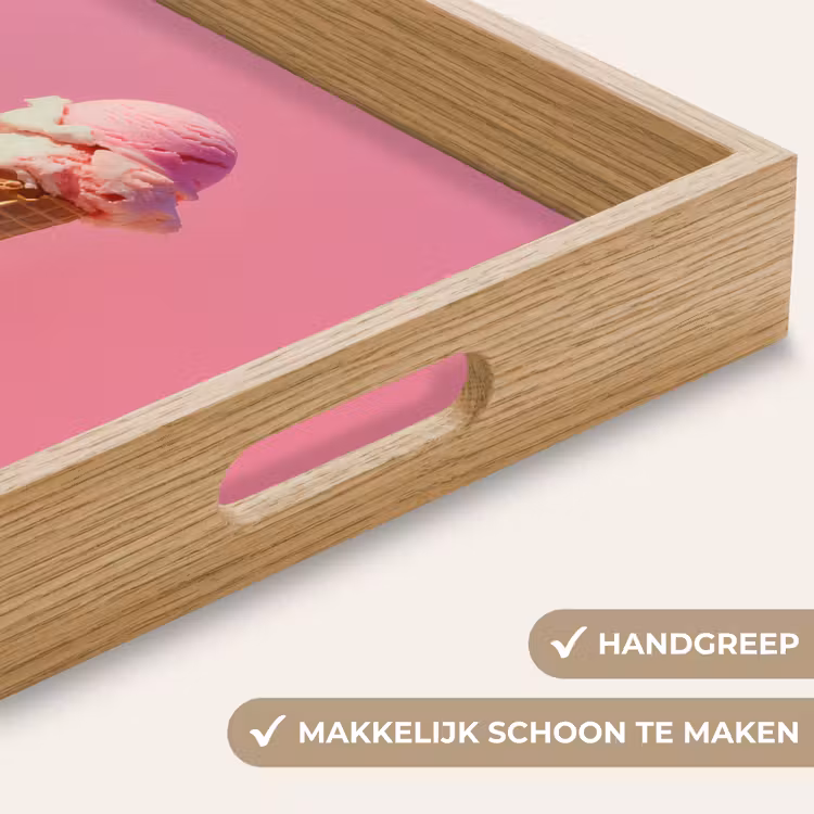 Hoorntje - Schepijs - Roze Dienblad Rechthoek middel -USP_HandgreepNL