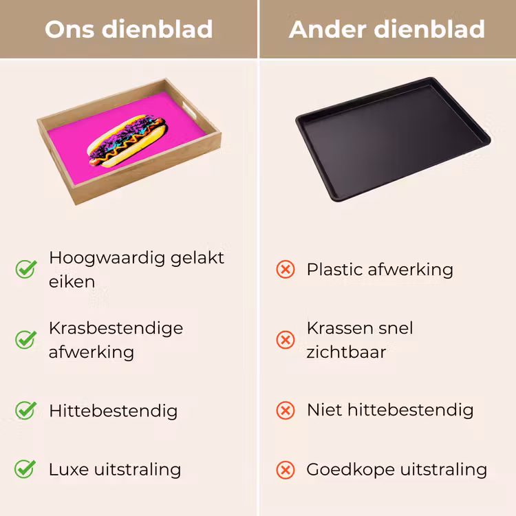 Hotdog - Roze - Retro Dienblad Rechthoek middel -USP_VergelijkingNL