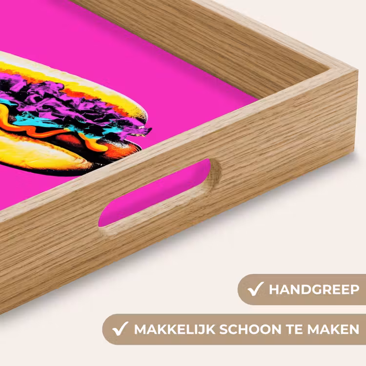 Hotdog - Roze - Retro Dienblad Rechthoek middel -USP_HandgreepNL
