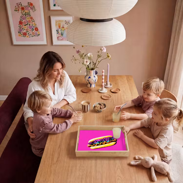Hotdog - Roze - Retro Dienblad Rechthoek middel -sfeer4