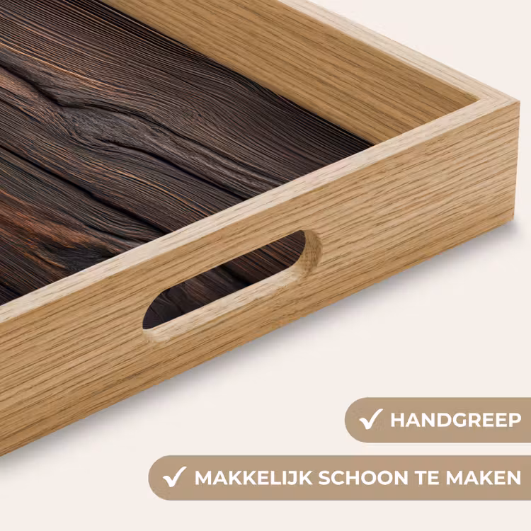Hout - Grillige nerven Dienblad Rechthoek middel -USP_HandgreepNL