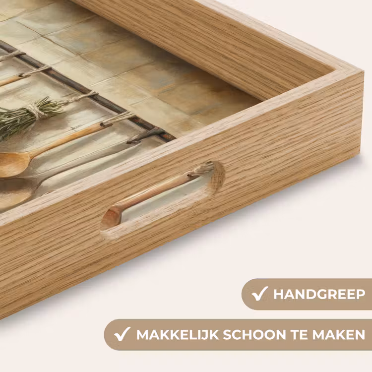 Hout - Keukengerei - Stilleven - Tegels Dienblad Rechthoek middel -USP_HandgreepNL
