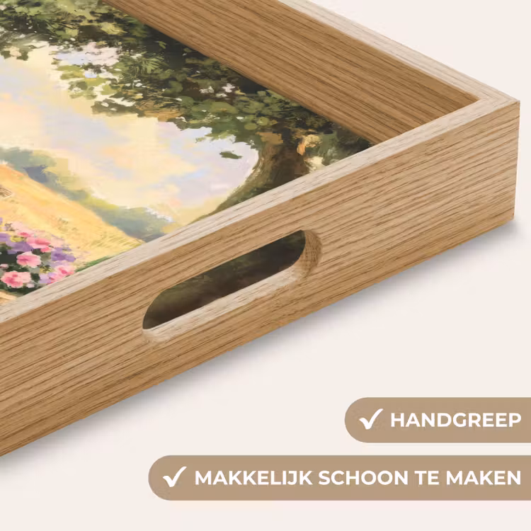 Houten bankje - Bloempotten - Landschap Dienblad Rechthoek middel -USP_HandgreepNL