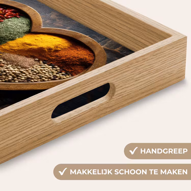 Houten - Hart - Kleurrijke - Specerijen Dienblad Rechthoek middel -USP_HandgreepNL