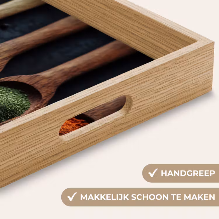 Houten - Lepels - Specerijen - Kruiden Dienblad Rechthoek middel -USP_HandgreepNL