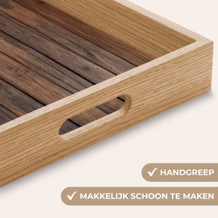 Houten plankpatroon - Warmte - Natuurlijk Dienblad Rechthoek middel -USP_HandgreepNL