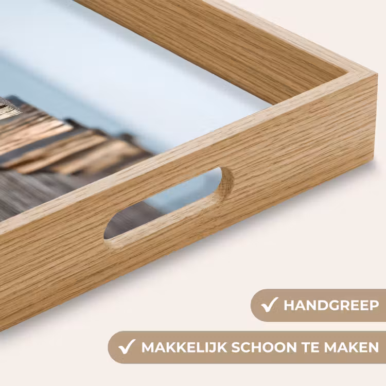 Houten steiger - Helderblauwe lucht Dienblad Rechthoek middel -USP_HandgreepNL