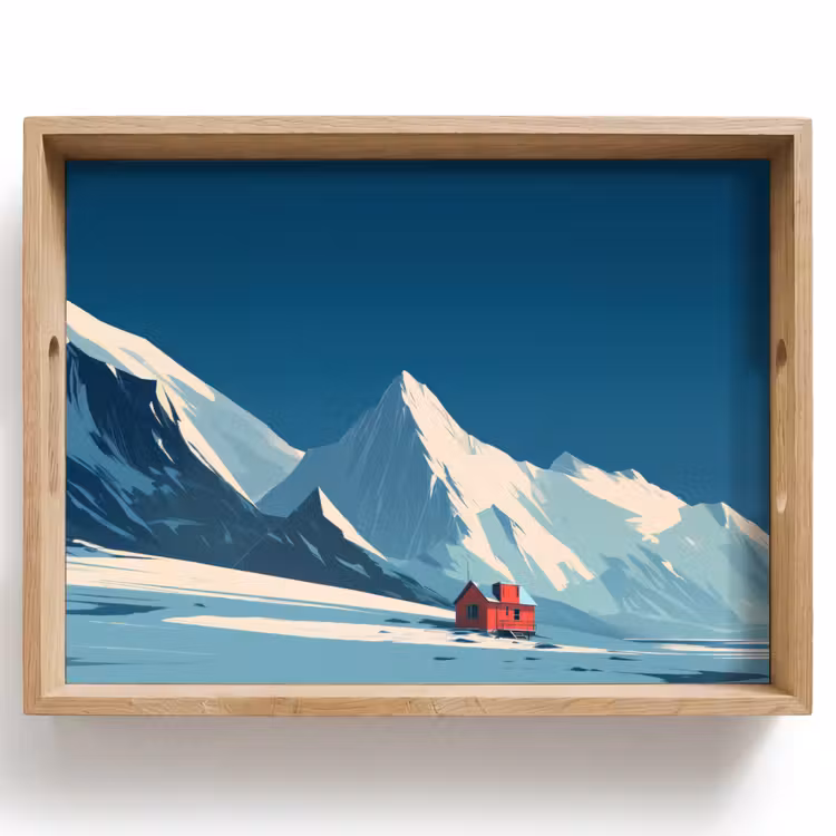 Huis - Berglandschap -  Sneeuw Dienblad Rechthoek middel -z3d_shopping