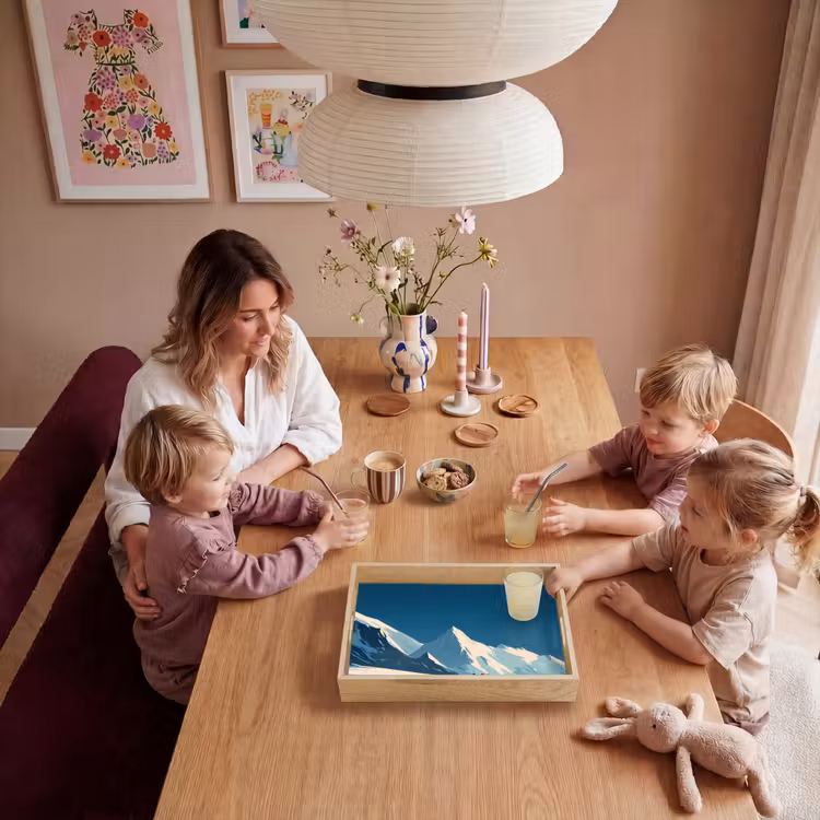 Huis - Berglandschap -  Sneeuw Dienblad Rechthoek middel -sfeer4