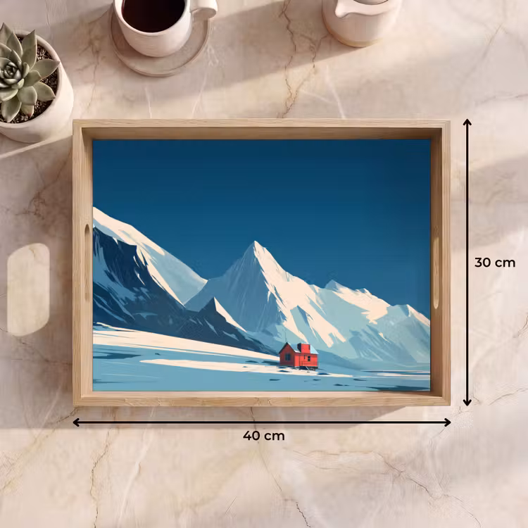Huis - Berglandschap -  Sneeuw Dienblad Rechthoek middel -USP_Formaat