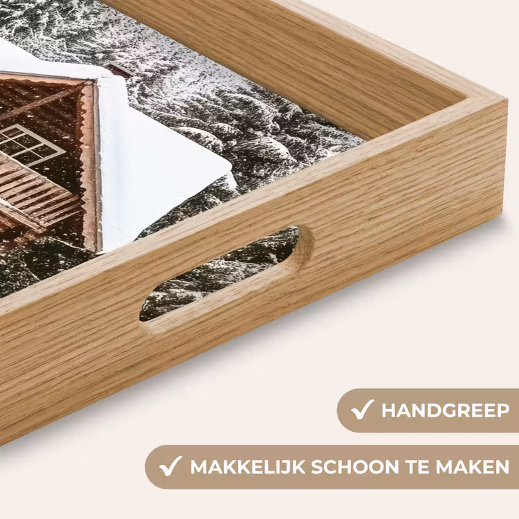 Huis - Bos - Winter - Natuur - Sneeuw Dienblad Rechthoek middel -USP_HandgreepNL