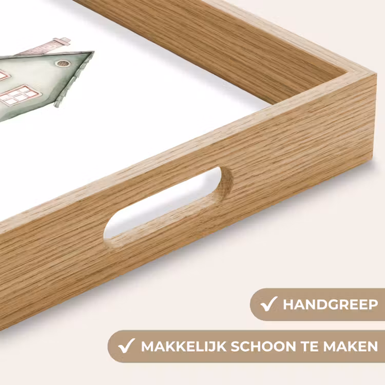 Huisje - Groen - Tekst - Liefdevol Dienblad Rechthoek middel -USP_HandgreepNL