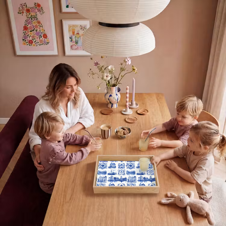 Huizen - Schepen - Blauw Dienblad Rechthoek middel 911 -sfeer4
