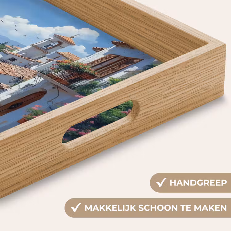 Huizen - Zee - Bomen - Bloemen Dienblad Rechthoek middel -USP_HandgreepNL