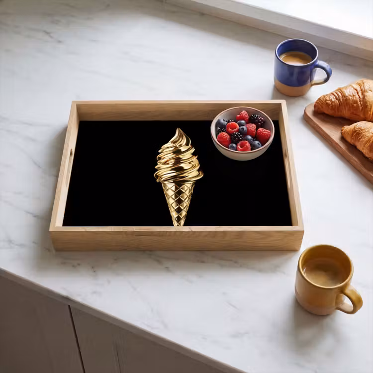 Ijs - Goud - Zwart - Eten Dienblad Rechthoek middel -sfeer2