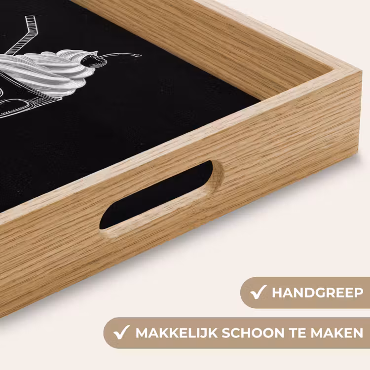 Ijscoupe - Kers - Krijtstijl - Slagroom Dienblad Rechthoek middel -USP_HandgreepNL