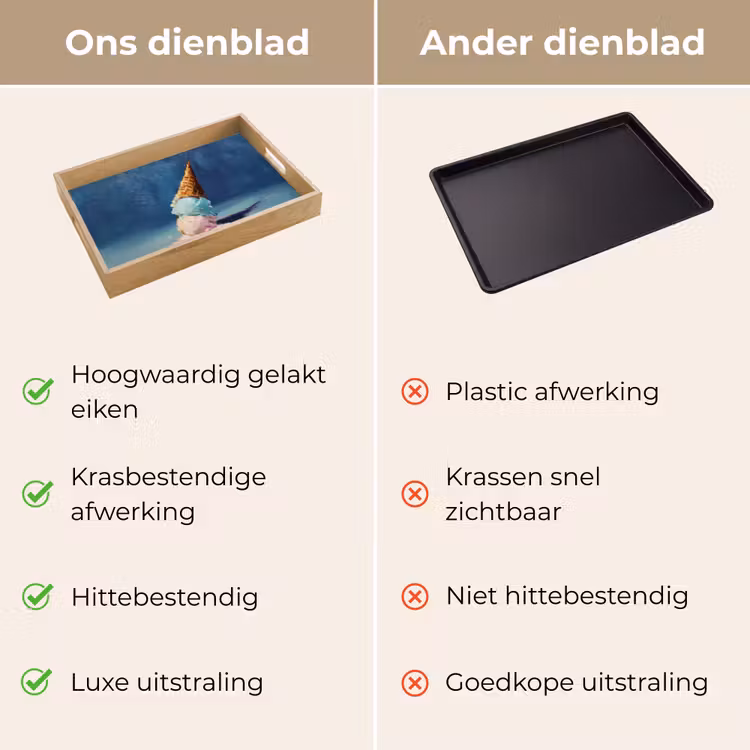Ijshoorn - Bolletjes - Smelt - Roze Dienblad Rechthoek middel -USP_VergelijkingNL