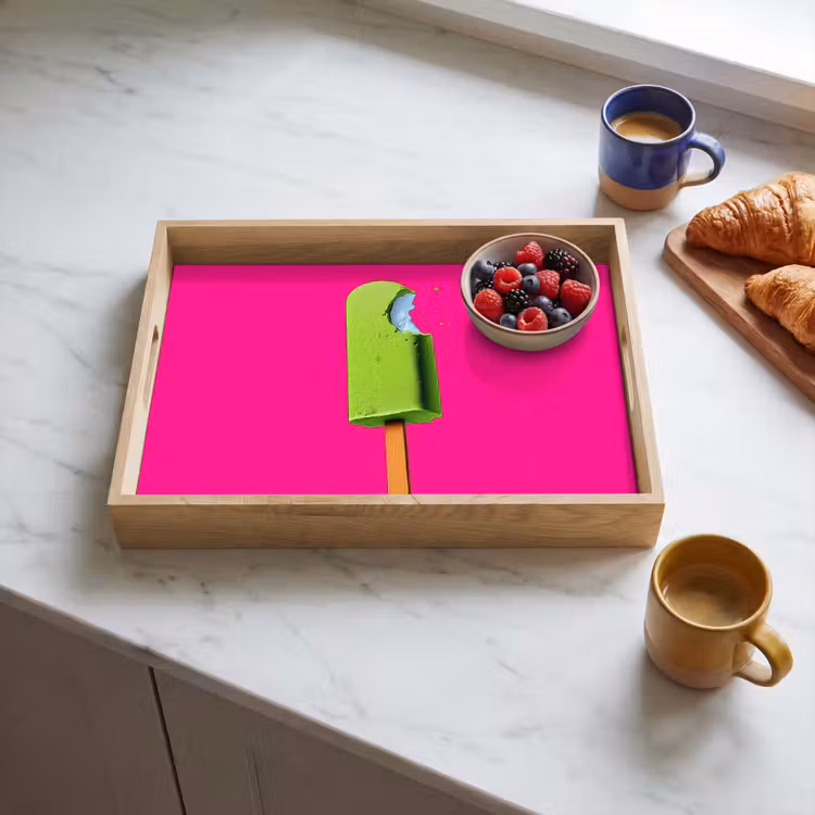 Ijsje - Stokje - Minimalistisch - Groen Dienblad Rechthoek middel -sfeer2