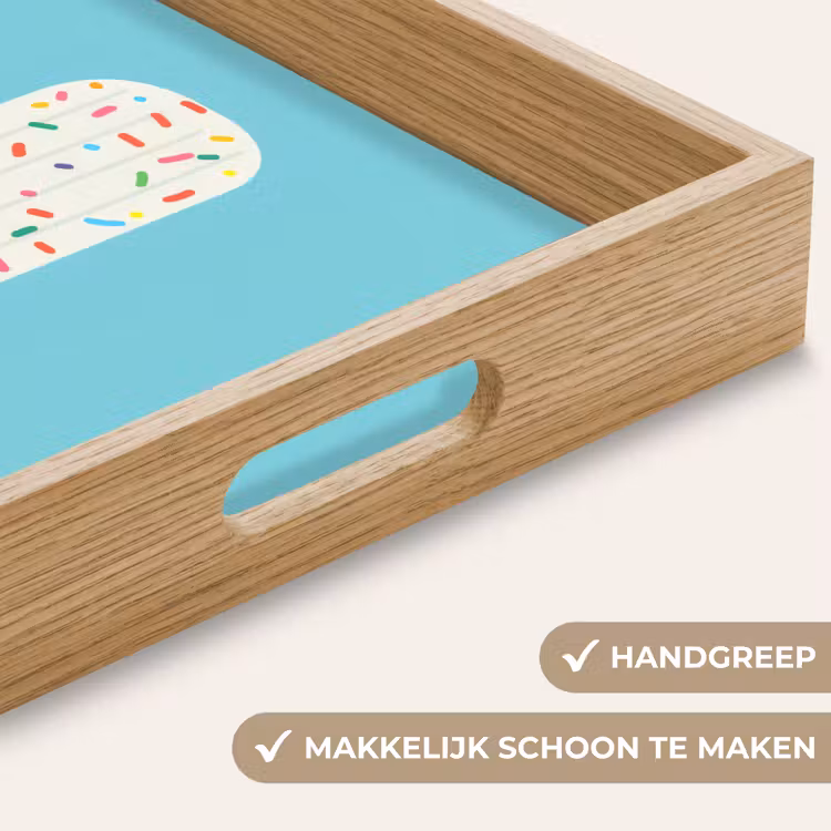 Ijsje - Stokje - Sprinkles - Lichtblauw Dienblad Rechthoek middel -USP_HandgreepNL