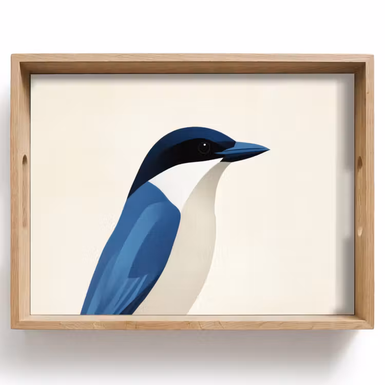 Illustratie - Blauw - Vogel Dienblad Rechthoek middel -z3d_shopping