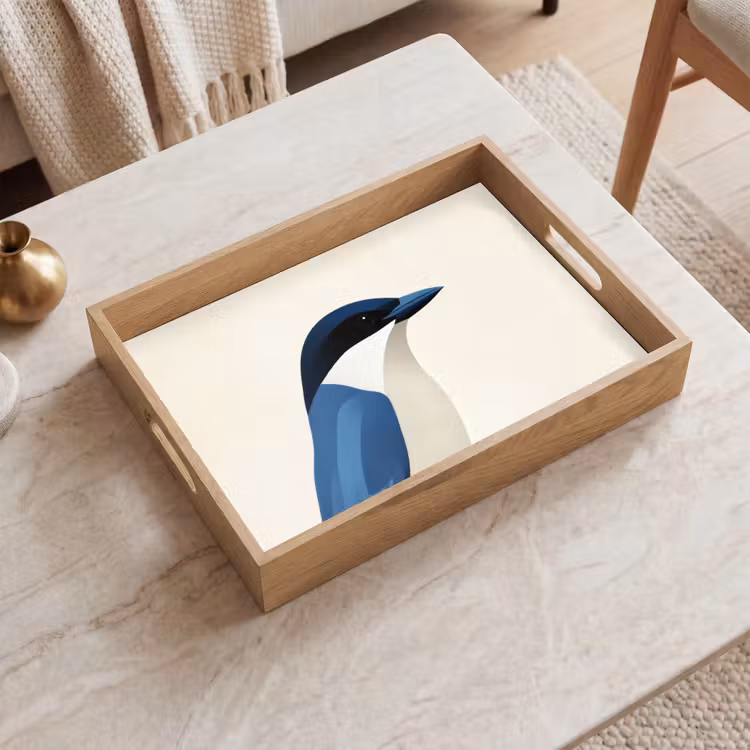 Illustratie - Blauw - Vogel Dienblad Rechthoek middel -sfeer1