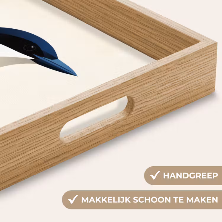Illustratie - Blauw - Vogel Dienblad Rechthoek middel -USP_HandgreepNL