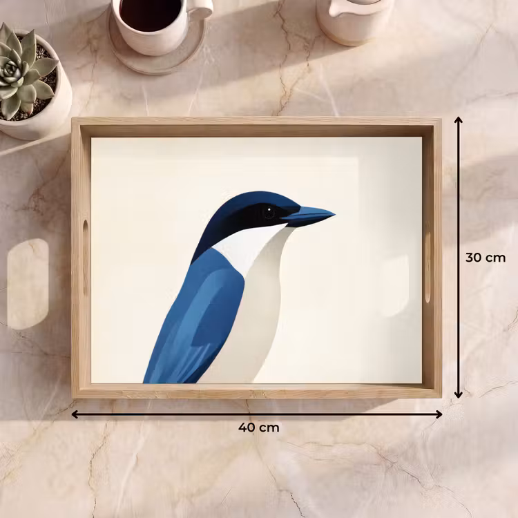 Illustratie - Blauw - Vogel Dienblad Rechthoek middel -USP_Formaat