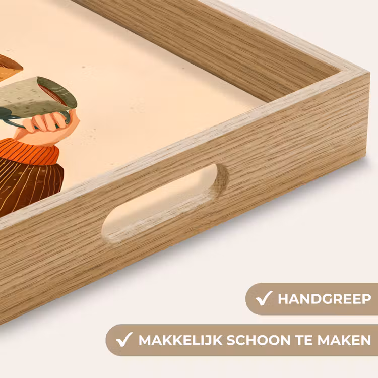 Illustratie - Mokken - Proosten - Bruin Dienblad Rechthoek middel -USP_HandgreepNL