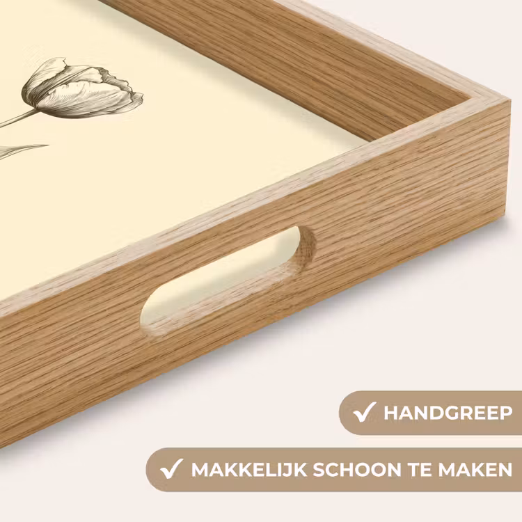 Illustratie - Tulp - Zwart Dienblad Rechthoek middel -USP_HandgreepNL