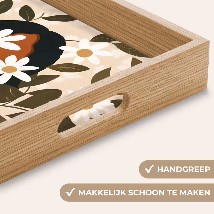 Illustratie - Vrouw - Madeliefjes - Wit Dienblad Rechthoek middel -USP_HandgreepNL