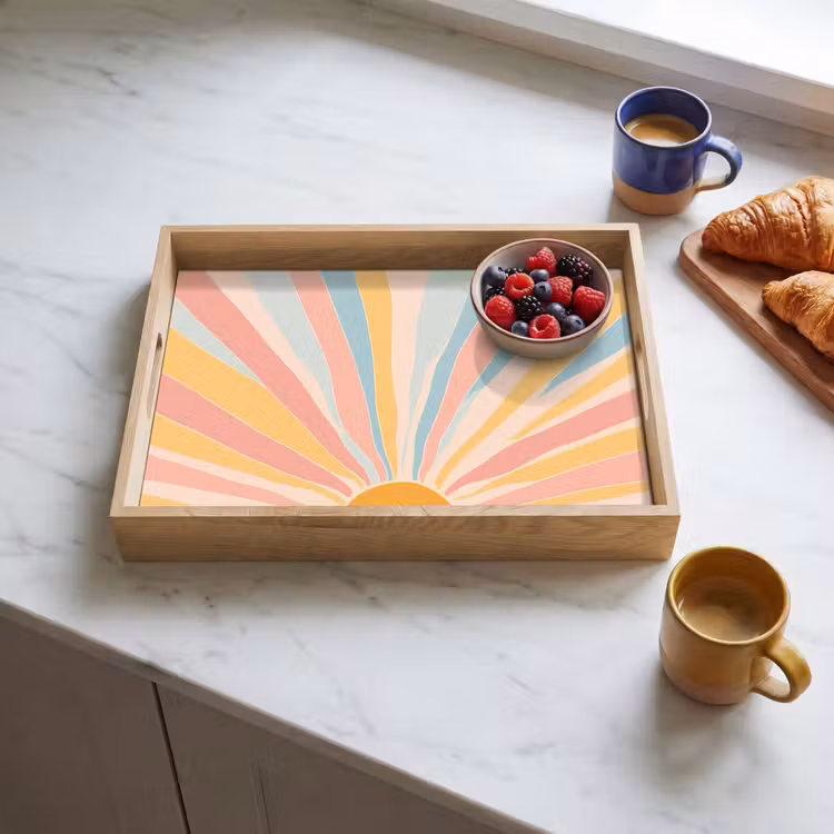 Illustratie - Zon - Pastelkleuren Dienblad Rechthoek middel -sfeer2