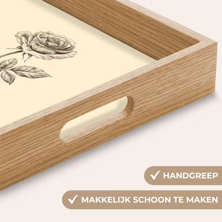 Illustratie - Zwart - Roos Dienblad Rechthoek middel -USP_HandgreepNL