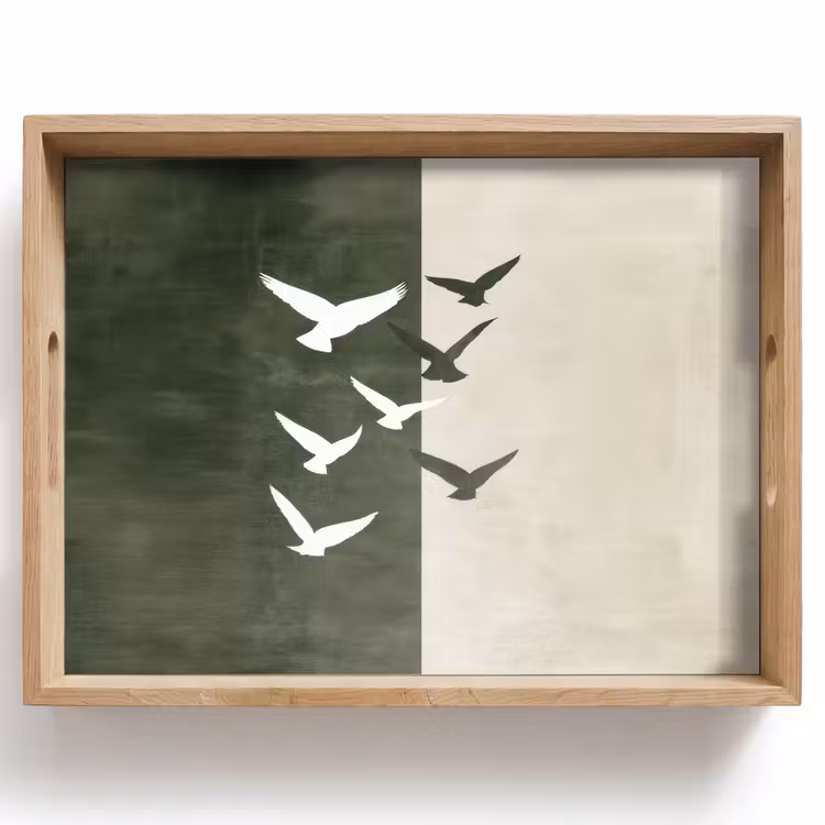 Japandi - Vogel - Groen Dienblad Rechthoek middel -z3d_shopping