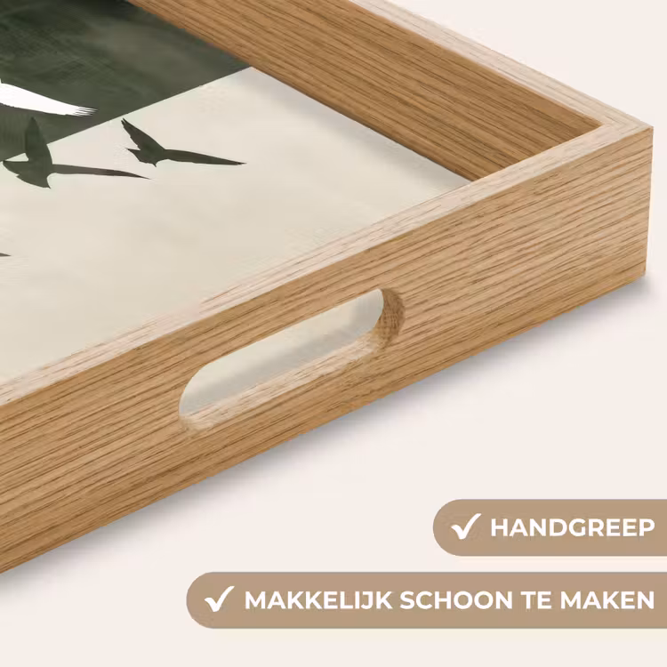 Japandi - Vogel - Groen Dienblad Rechthoek middel -USP_HandgreepNL