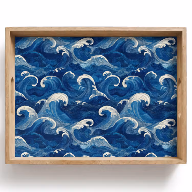 Japans - Oceaan - Golven - Blauw Dienblad Rechthoek middel 911 -z3d_shopping