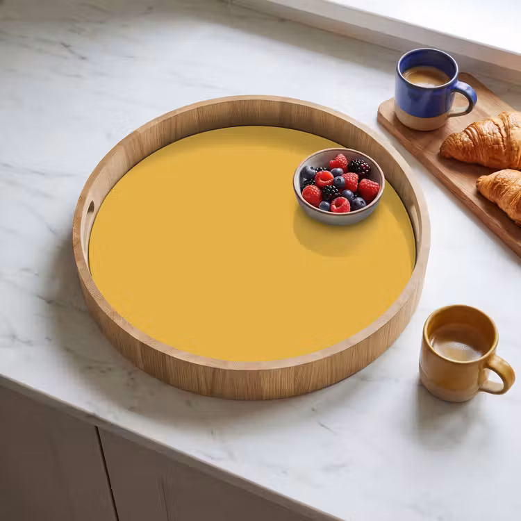 Joyful - Mustard - Geel Dienblad Rond middel 914 -sfeer2