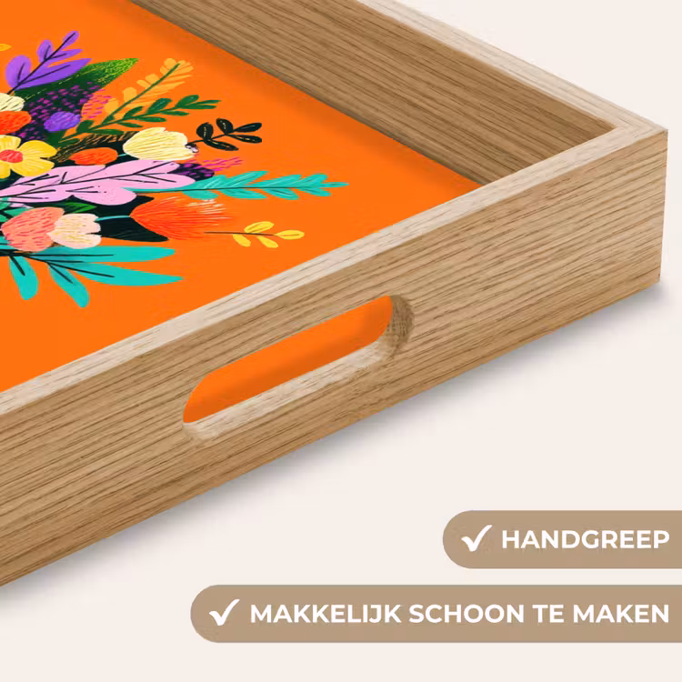 Kaartje - Boeket - Bloemen Dienblad Rechthoek middel -USP_HandgreepNL