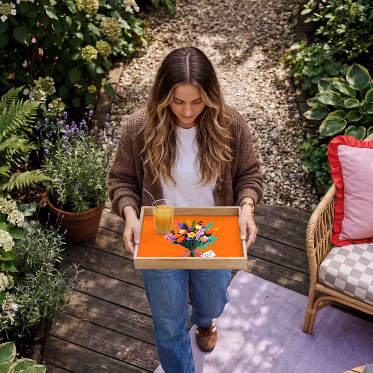 Kaartje - Boeket - Bloemen Dienblad Rechthoek middel -sfeer5